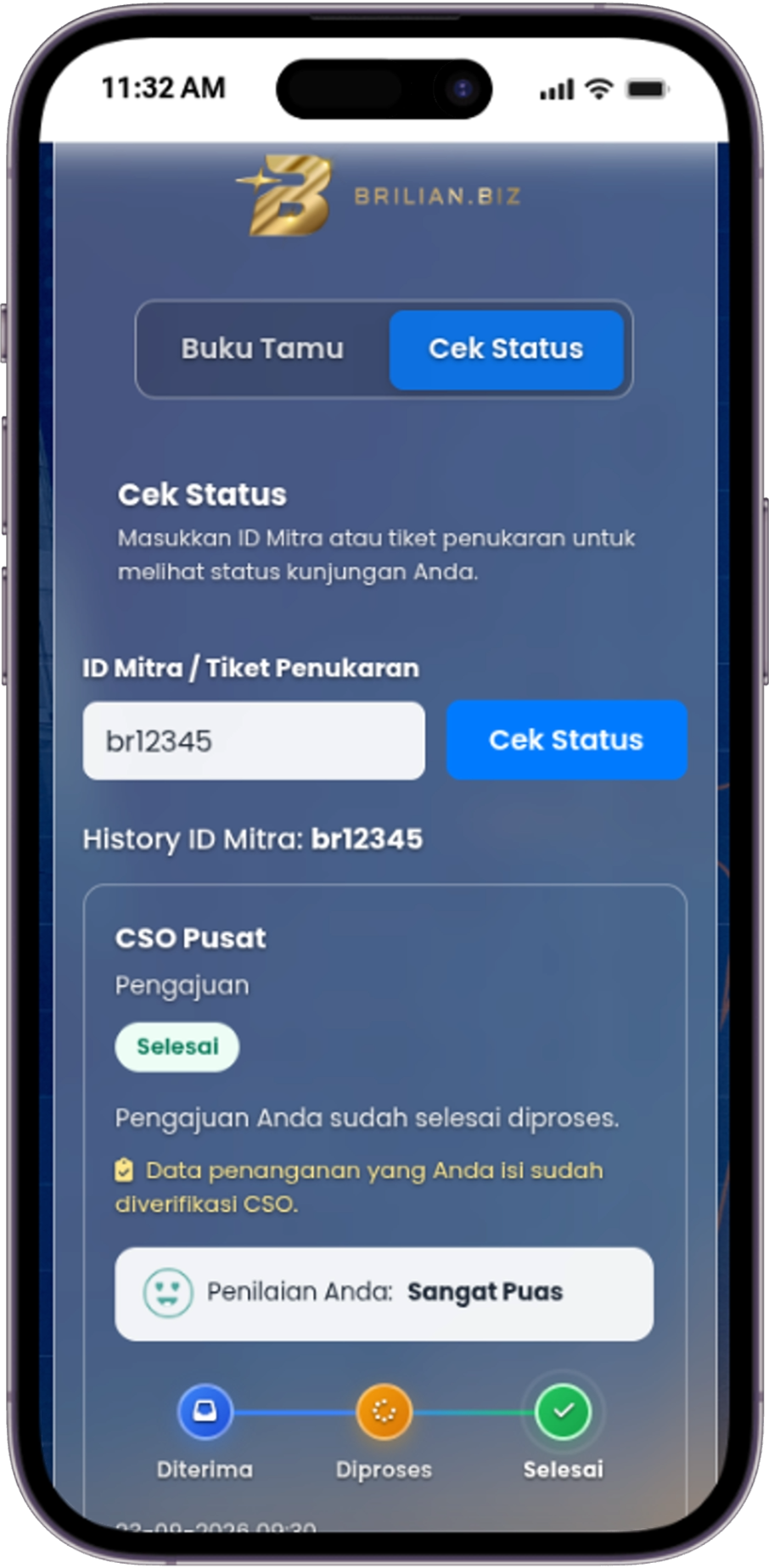 Tampilan Langkah 3 Cek Status